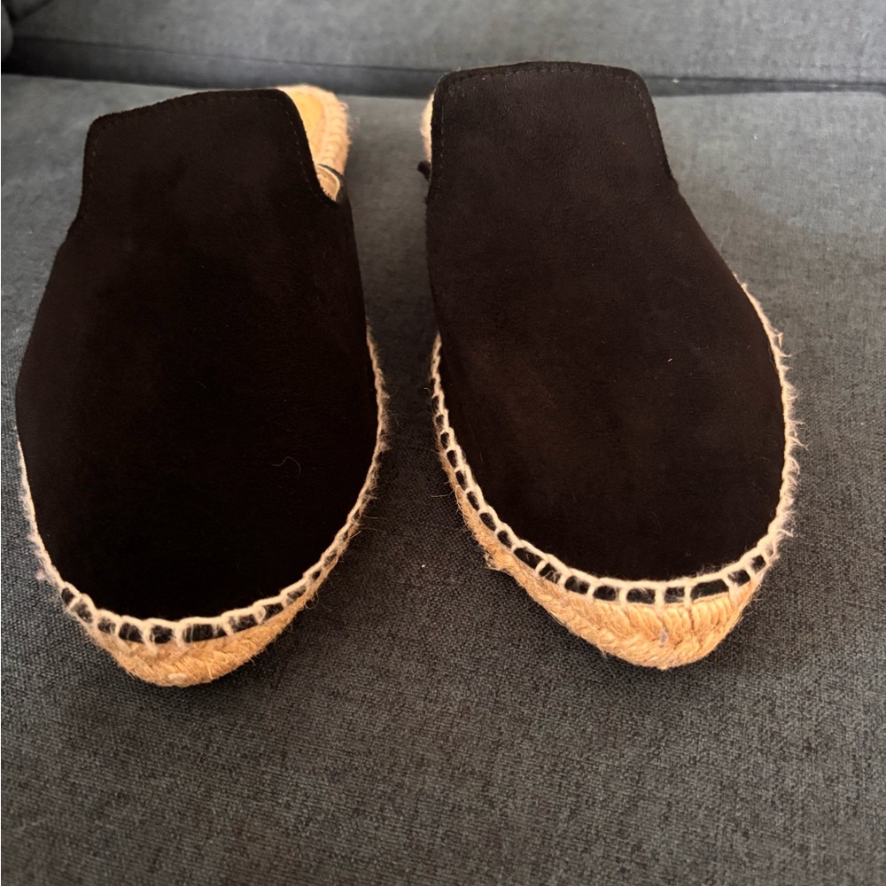 Black Suede Espadrille Slip-On Flats
